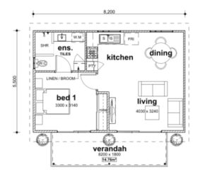 One Bed Granny Flat Floorplan