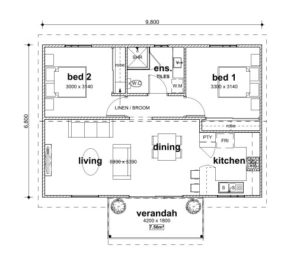 Two Bed Granny Flat Floorplan - Granny Flat Masters Perth