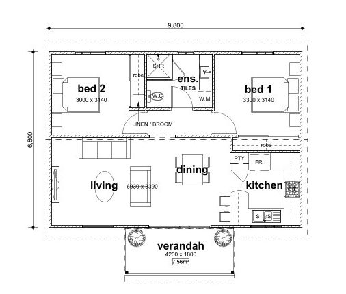 Picasso, 2 Bedroom Granny Flat by Granny Flat Masters, Perth